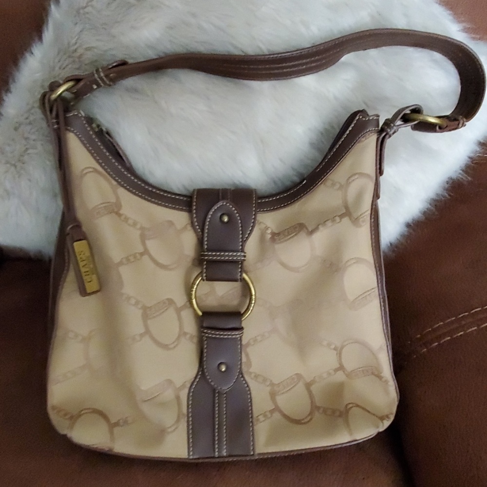 Chaps by Ralph Lauren Logo purse Brown Leather And Gold Accents